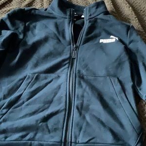 Black pullover sweatshirt with zipper down middle